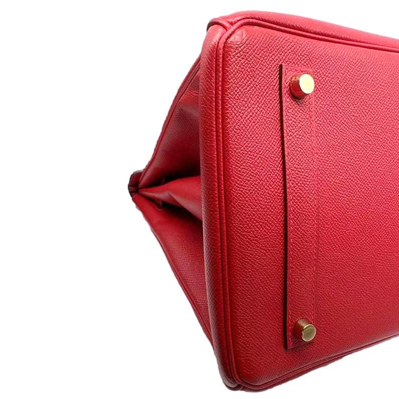HERMES Birkin 35 Togo Leather Tote Bag Red - Image 8