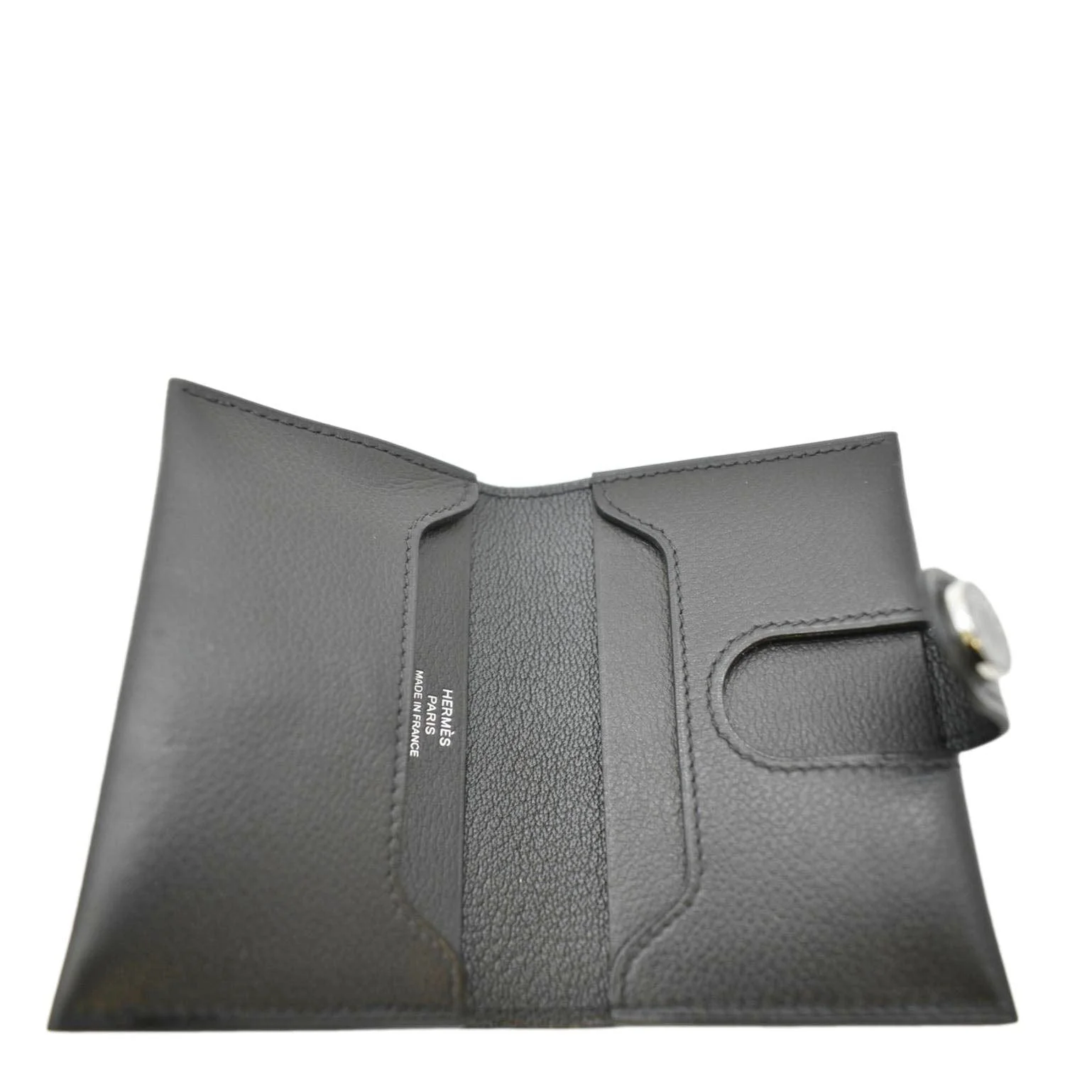 HERMES Leather Card Holder Wallet Black - Image 10