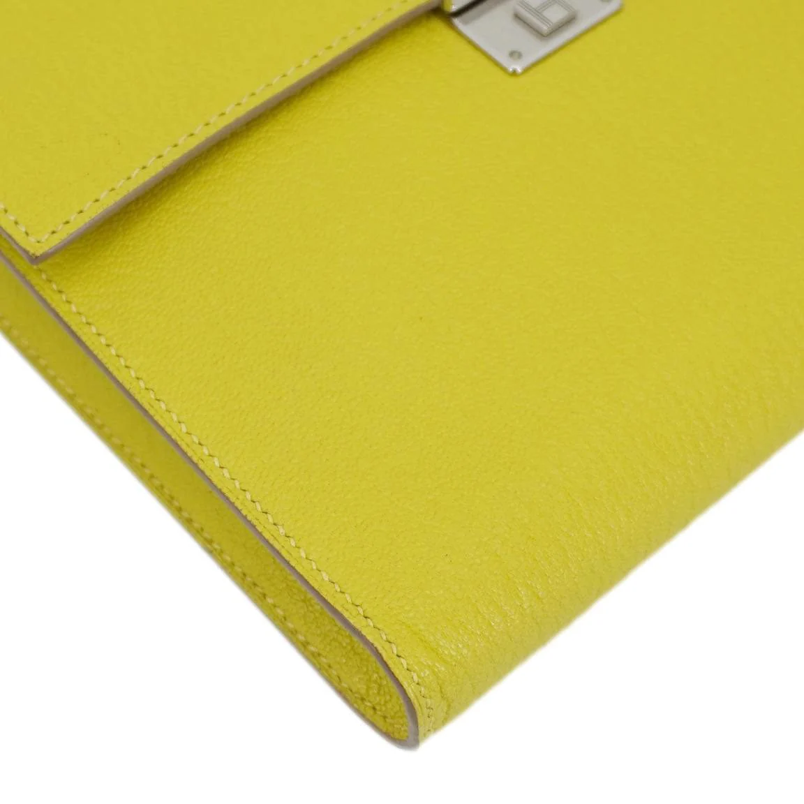 HERMES Clic 16 Epsom Leather Wallet on Strap Crossbody Bag Lime - Image 10