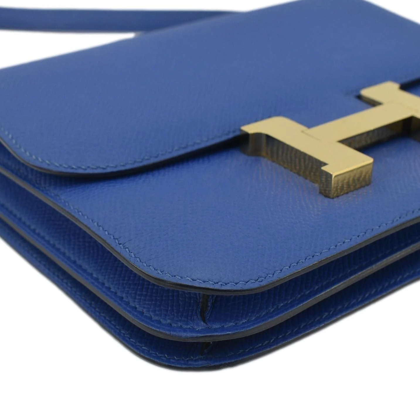 HERMES Constance 18 Bleu Leather Crossbody Bag Blue - Image 8
