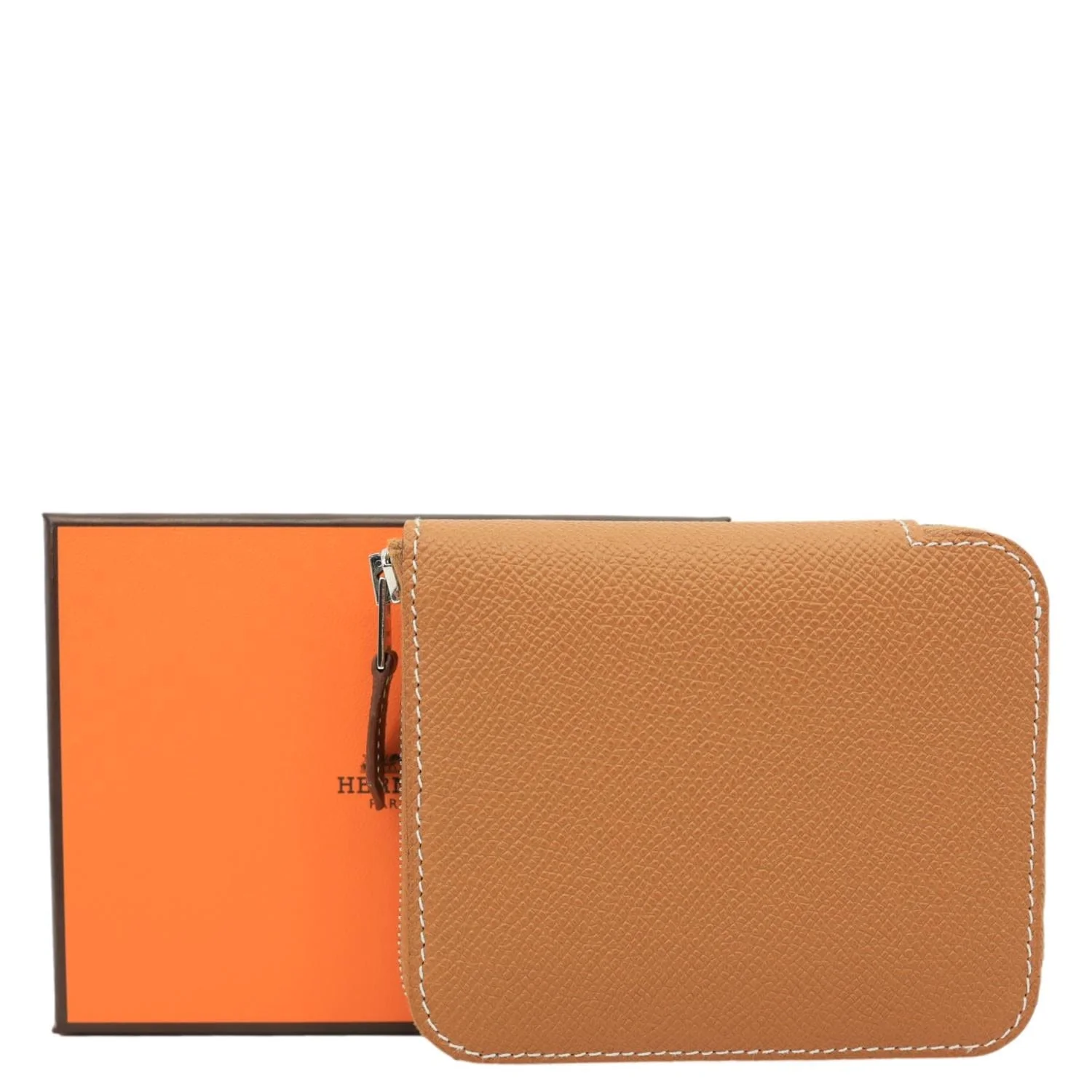 HERMES Silk'in Epsom Leather Coin Purse Brown - Image 3