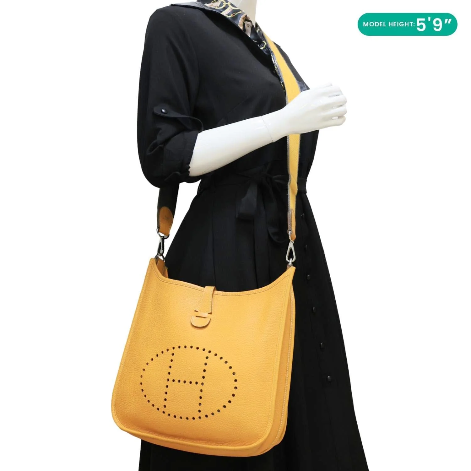HERMES Evelyne PM Taurillon Clemence Leather Crossbody Bag Yellow - Image 2