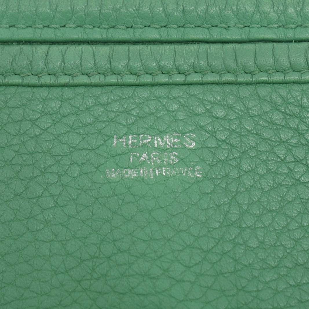HERMES Evelyne PM III Clemence Leather Crossbody Bag Green - Image 11