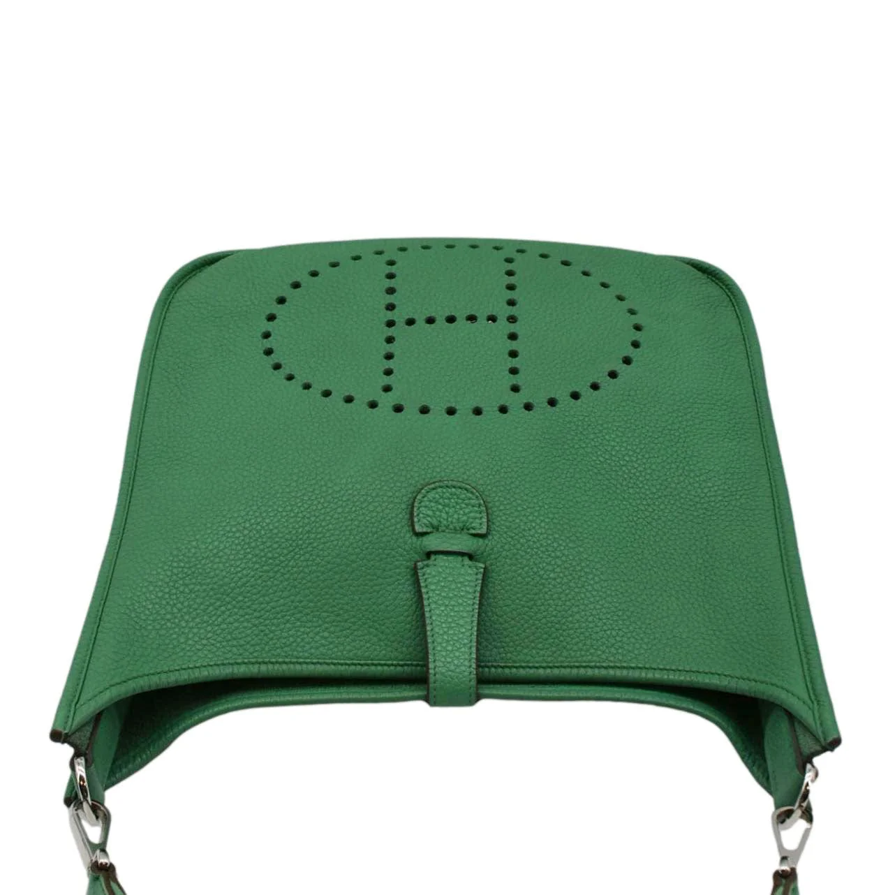 HERMES Evelyne PM III Clemence Leather Crossbody Bag Green - Image 4