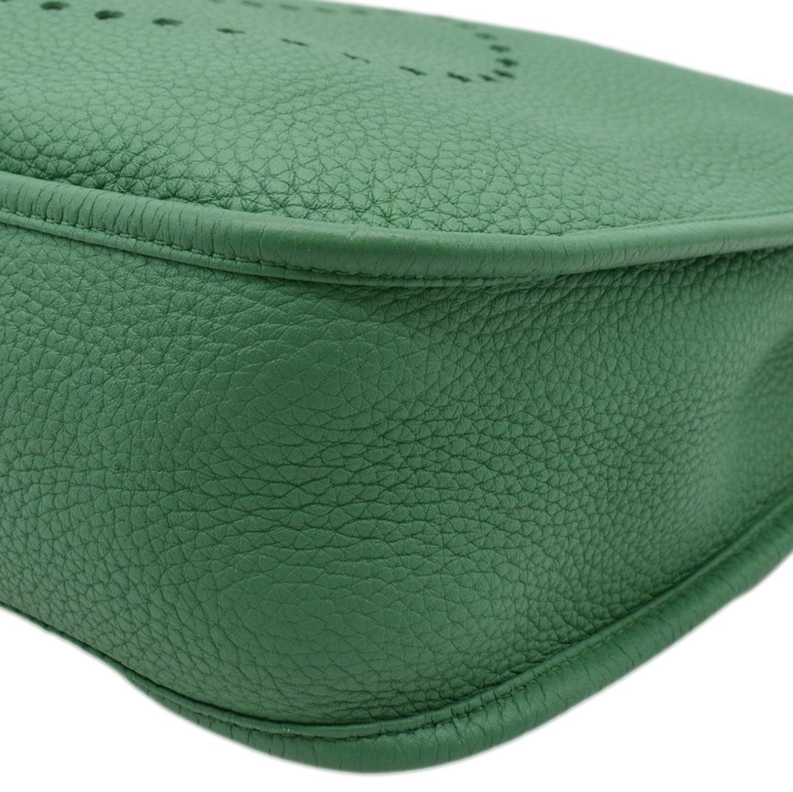 HERMES Evelyne PM III Clemence Leather Crossbody Bag Green - Image 7