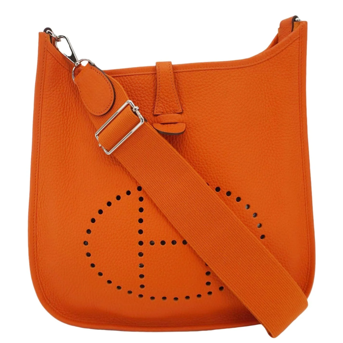 HERMES Evelyne III 29 Taurillon Leather Crossbody Bag Orange - Image 3