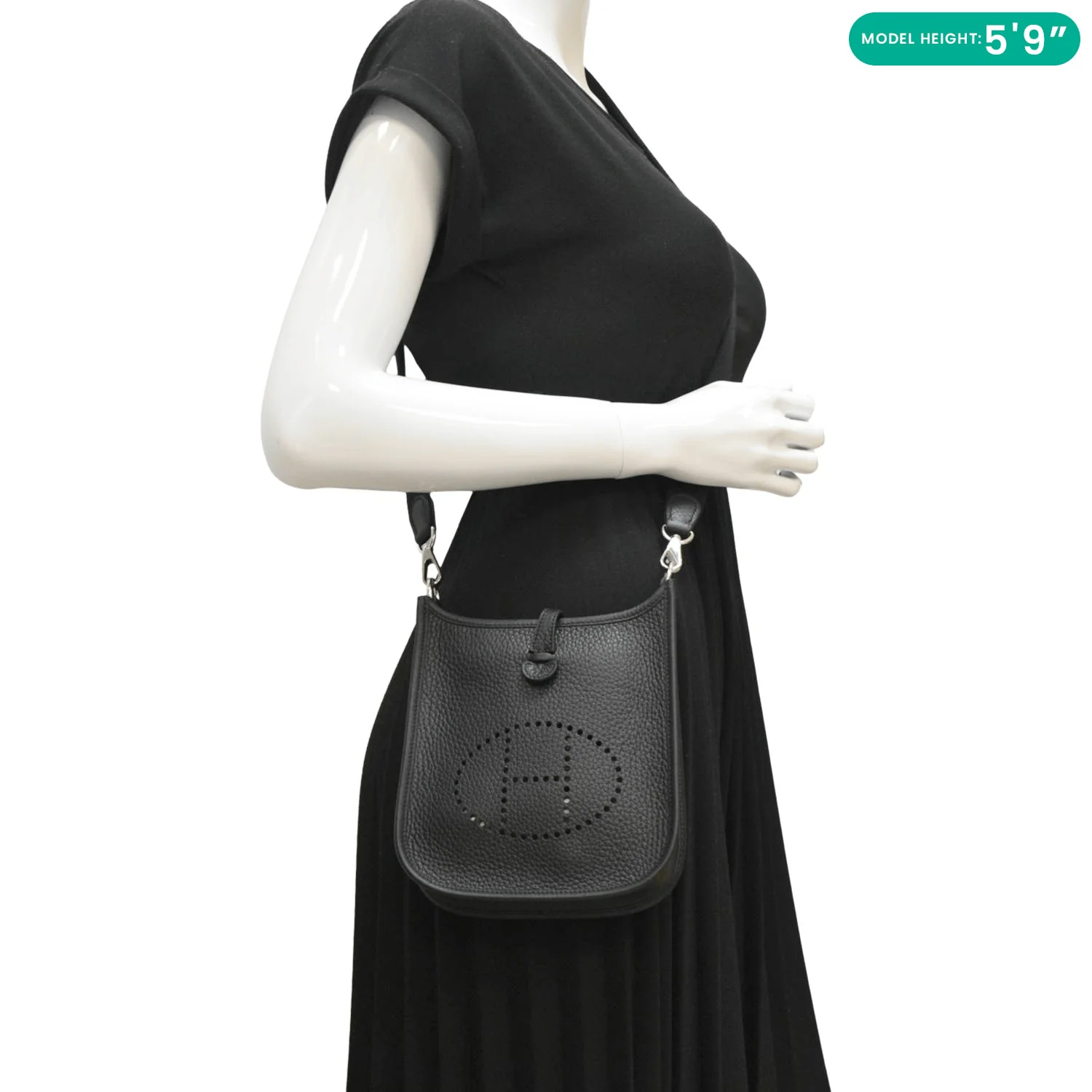 HERMES Evelyne TPM Clemence Leather Crossbody Bag Black - Image 2