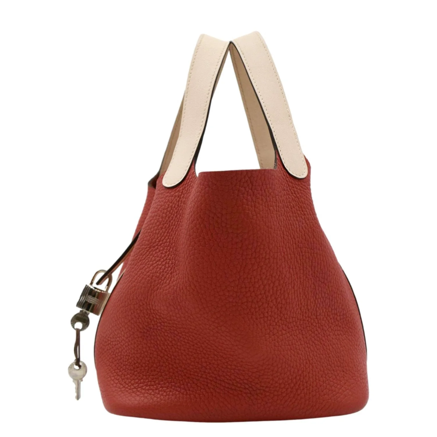 HERMES Picotin Lock 18 Taurillon Clemence Leather Hobo Bag Red - Image 3