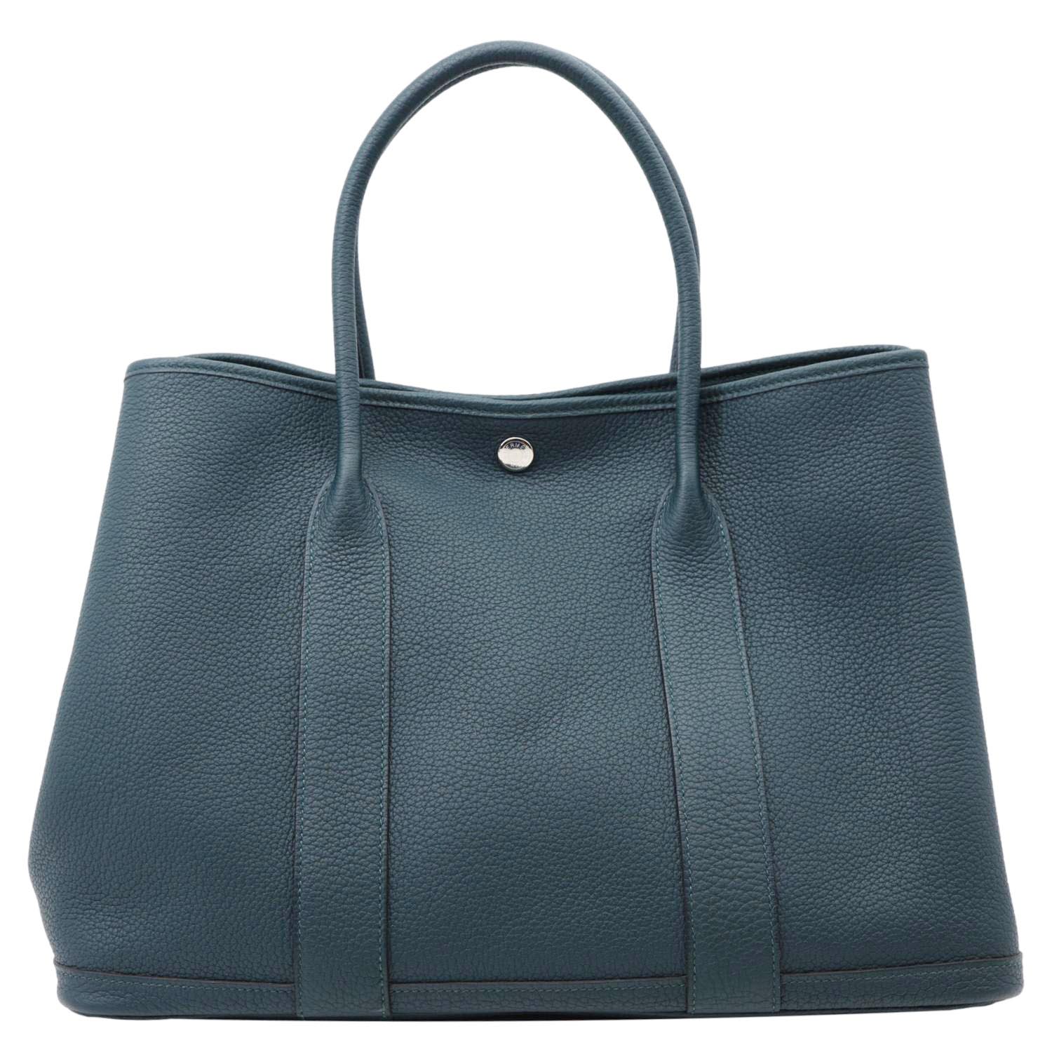 HERMES Garden Party 36 Negonda Leather Tote Bag Teal - Image 5