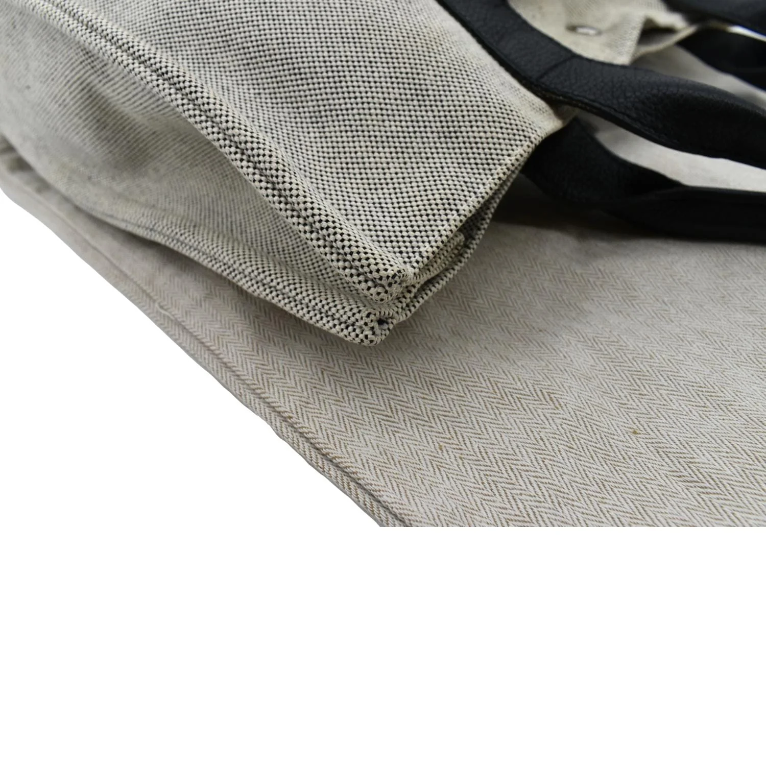 HERMES Garden Party Toile Leather Tote Bag Black/Beige - Image 5