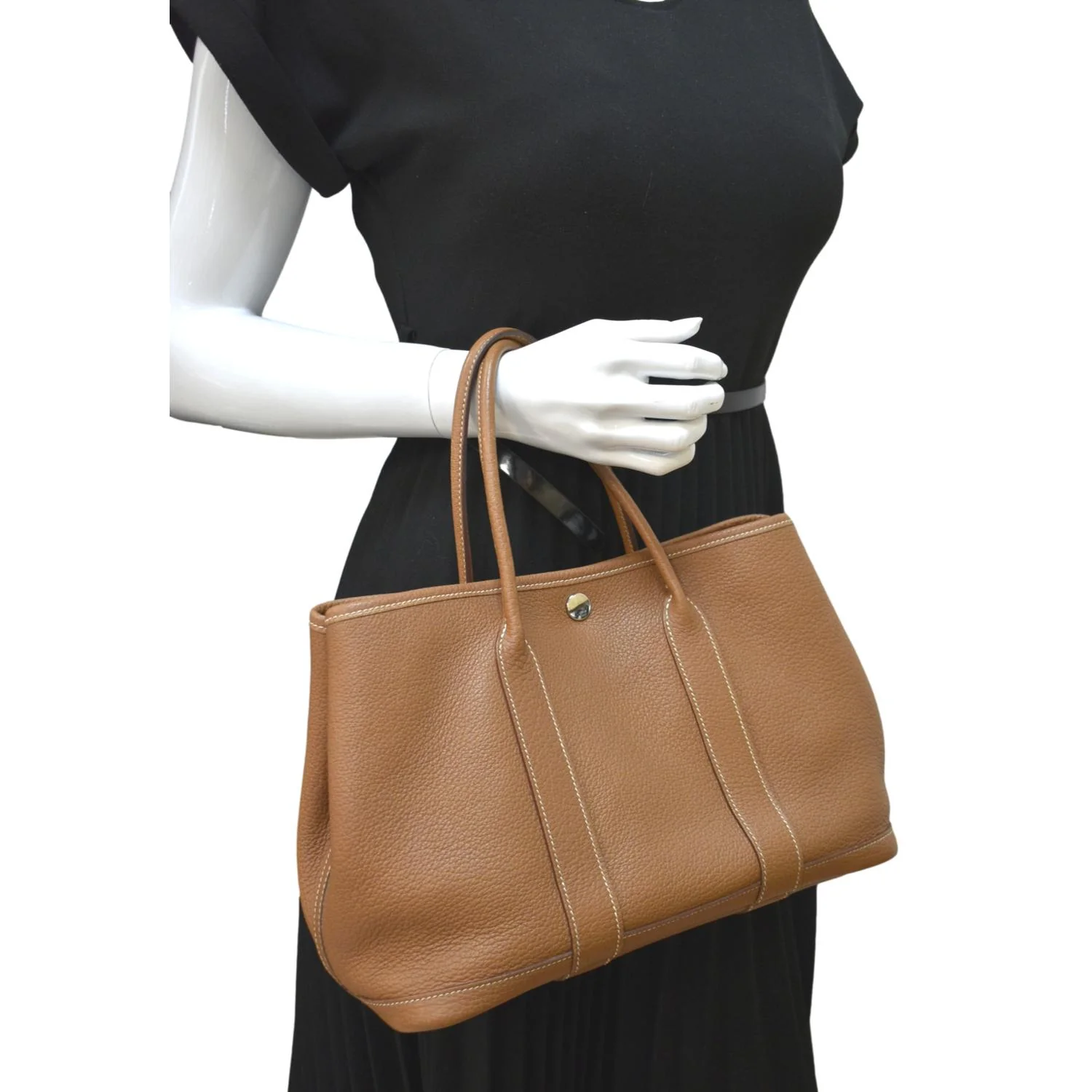 HERMES Garden Party 30 TPM Leather Tote Bag Tan - Image 2
