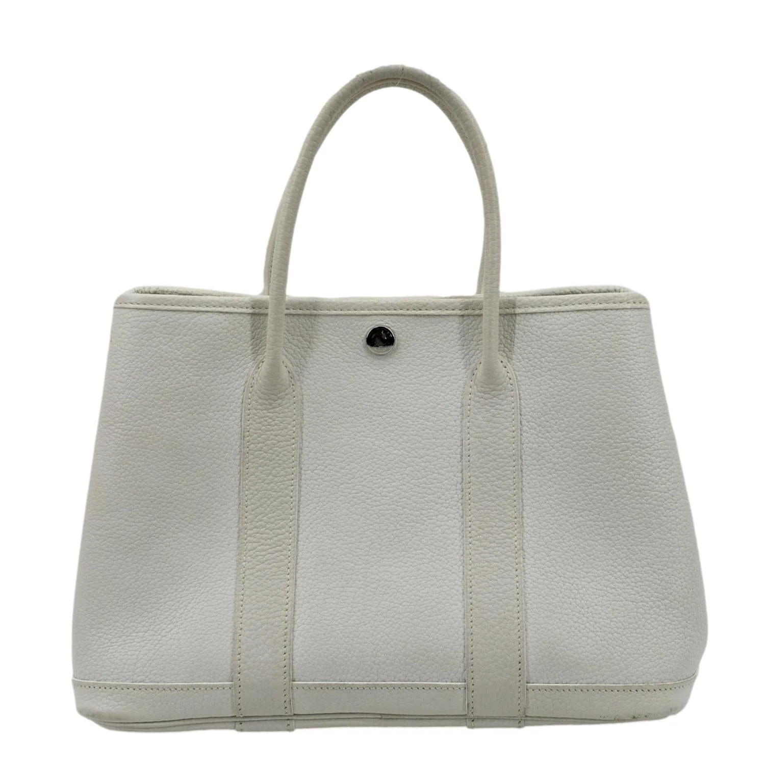 HERMES Garden Party Leather Tote Bag White