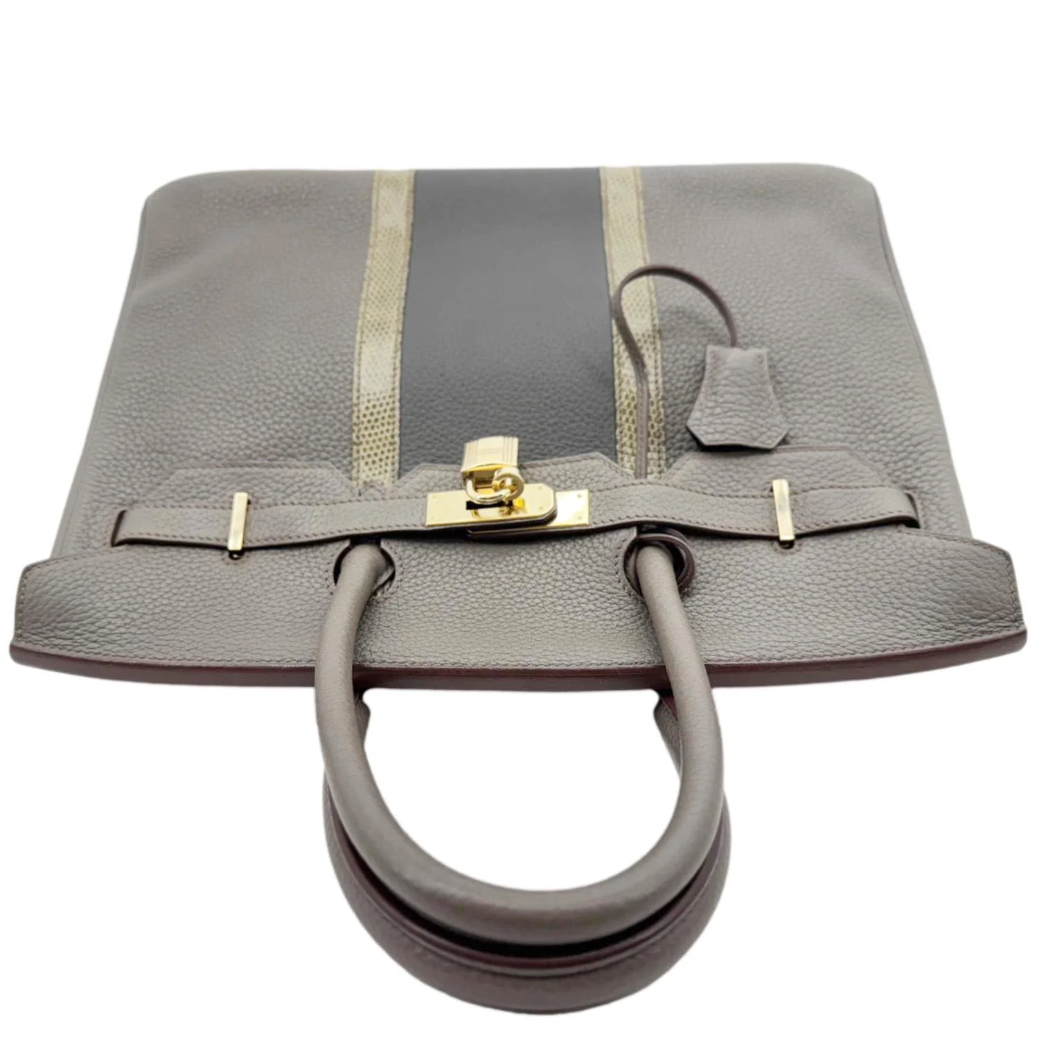 HERMES Birkin 35 Club Lizard Clemence Leather Satchel Bag Gris Fonze - Image 5
