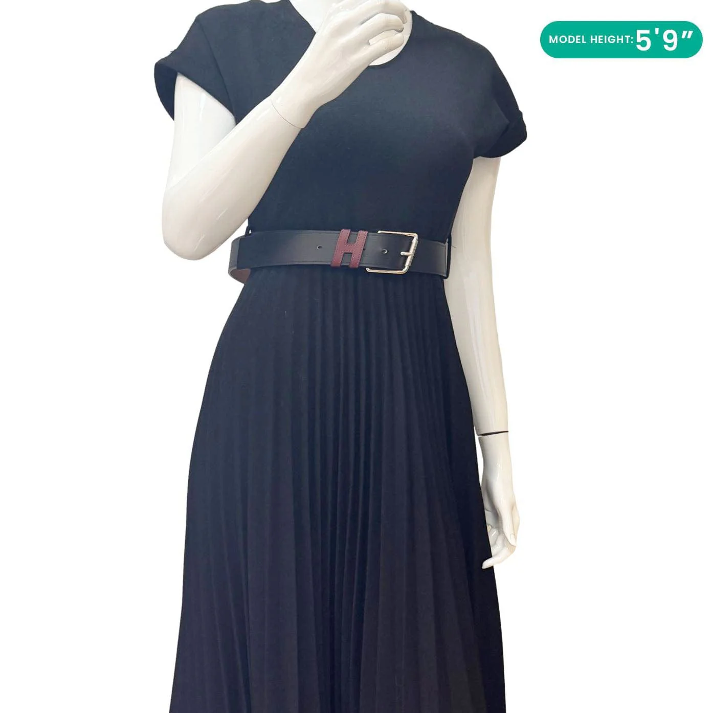HERMES H Logo Leather Belt Black Size 110 - Image 2