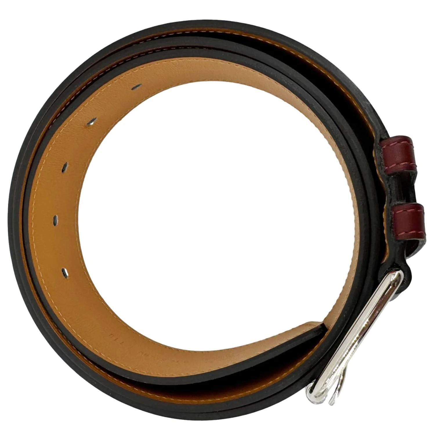 HERMES H Logo Leather Belt Black Size 110 - Image 5