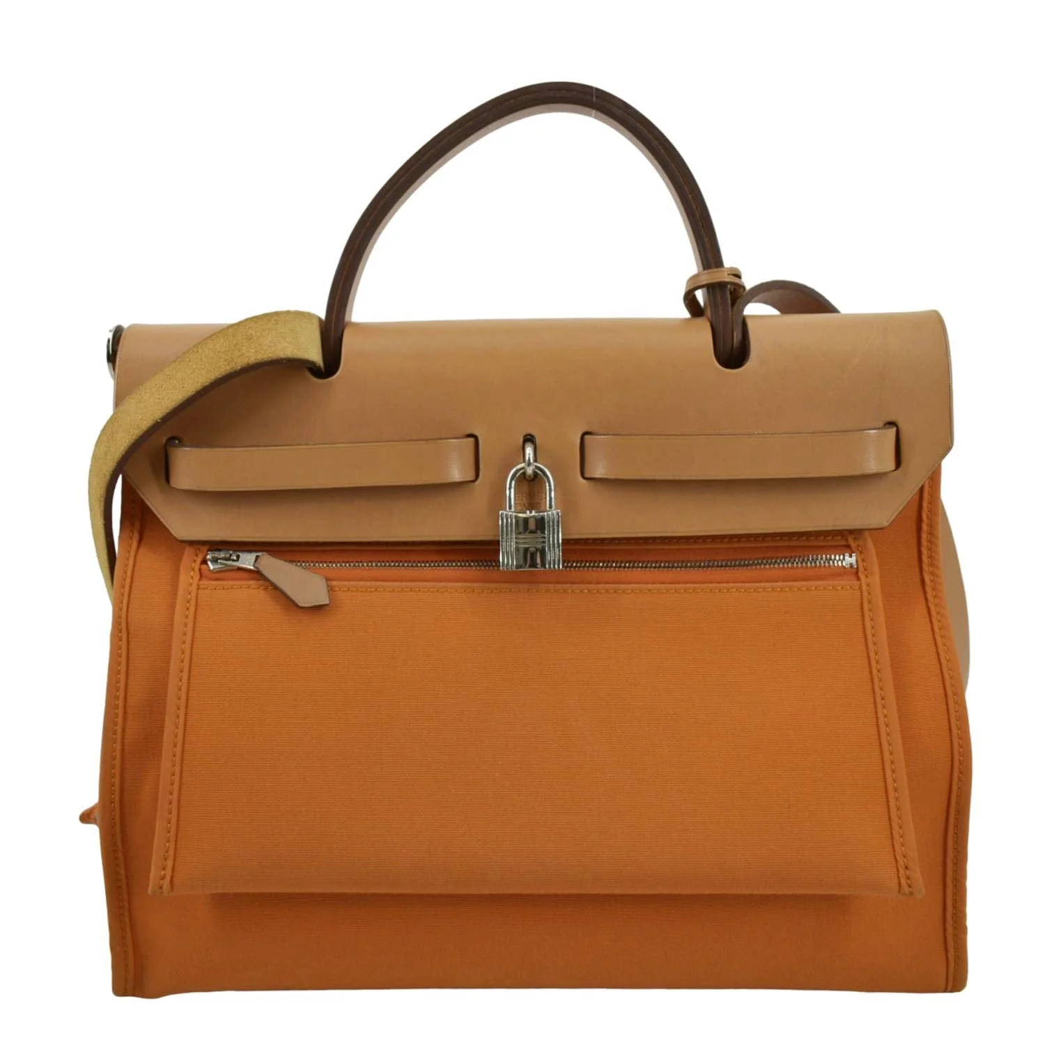 HERMES Herbag Canvas Shoulder Bag Orange - Image 4