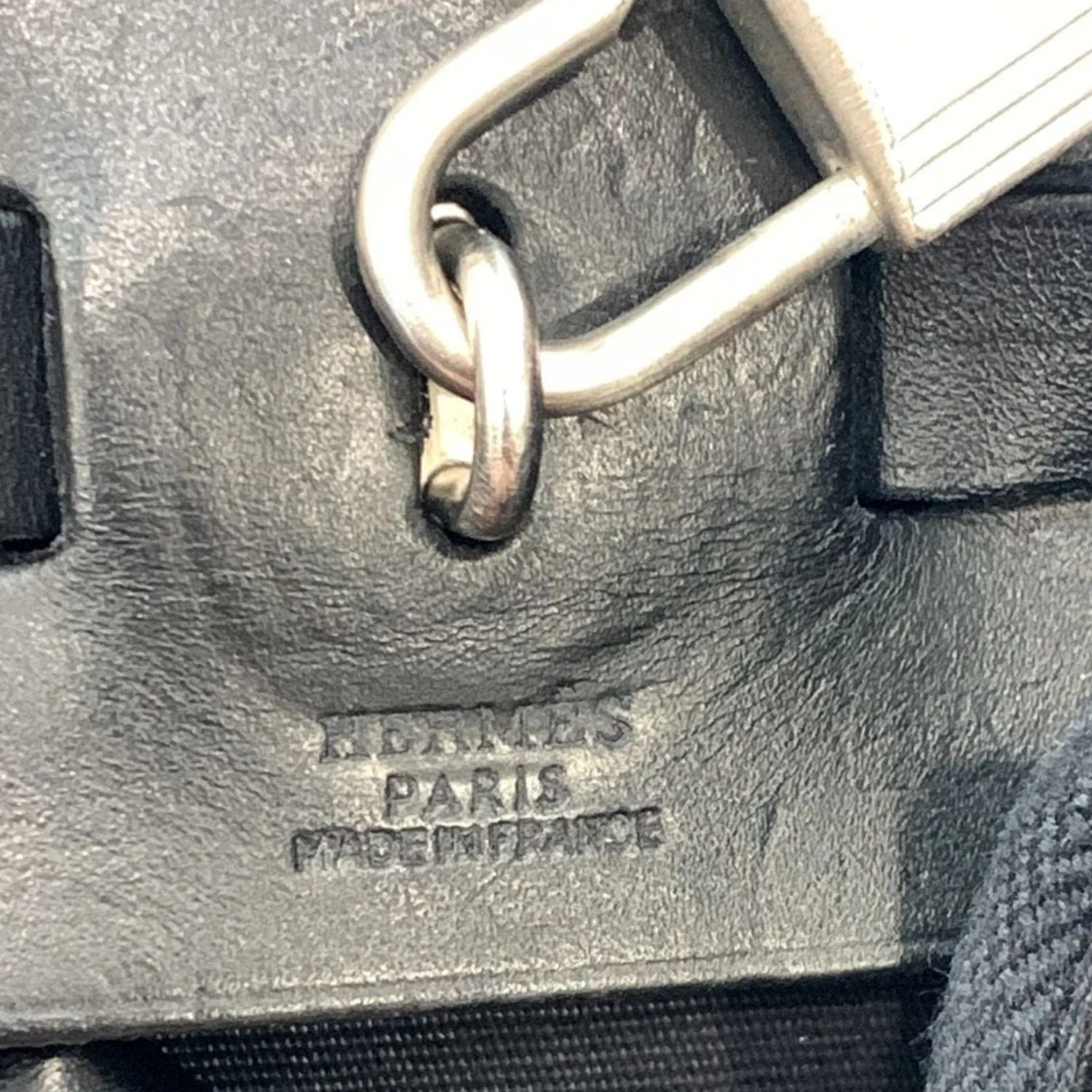 HERMES Herbag Canvas Leather Shoulder Bag Black - Image 16