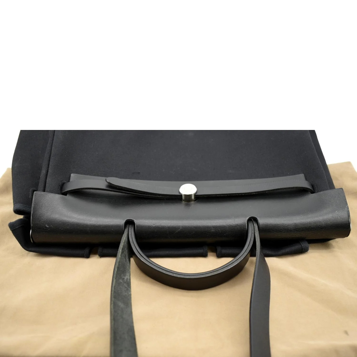 HERMES Herbag Canvas Leather Shoulder Bag Black - Image 5