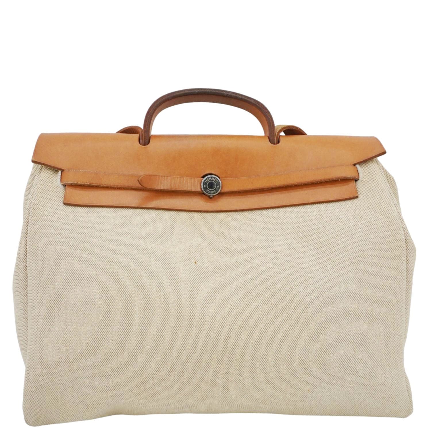 HERMES Herbag Toile Canvas Tote Shoulder Bag Off White - Image 4
