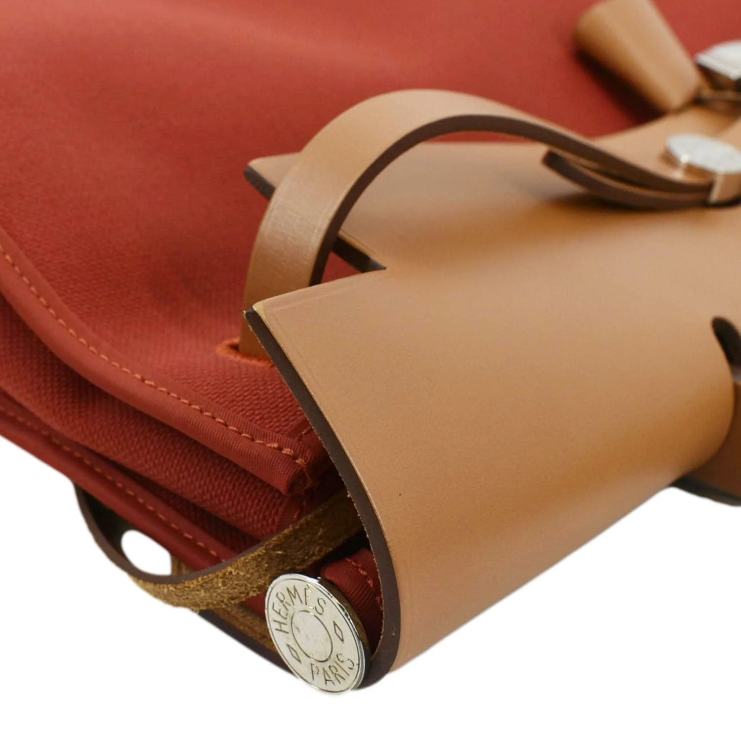 HERMES Herbag Canvas Tote Shoulder Bag Red - Image 6