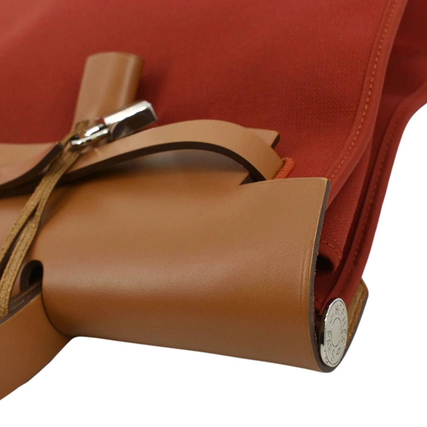 HERMES Herbag Canvas Tote Shoulder Bag Red - Image 7