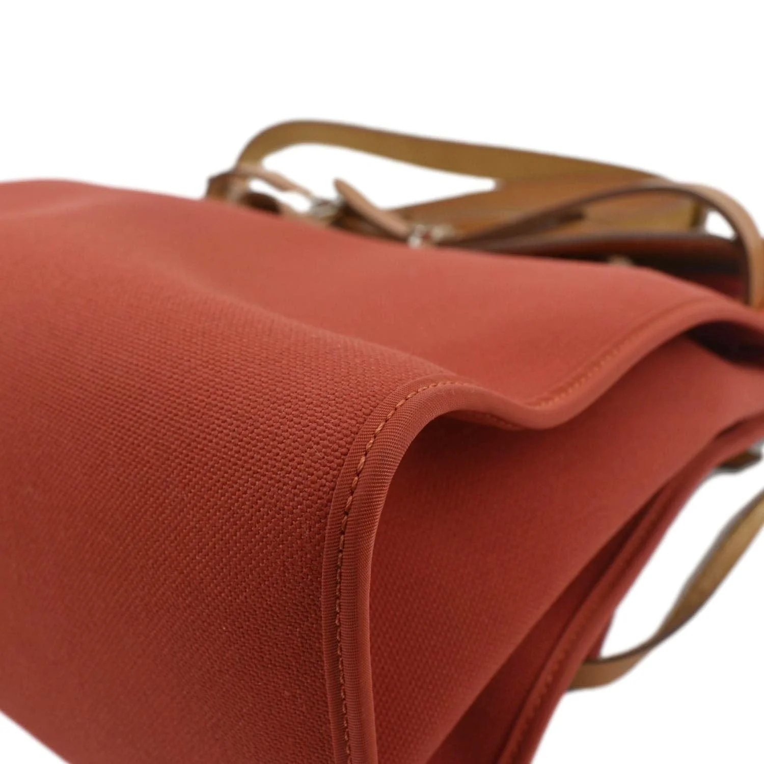 HERMES Herbag Canvas Tote Shoulder Bag Red - Image 8