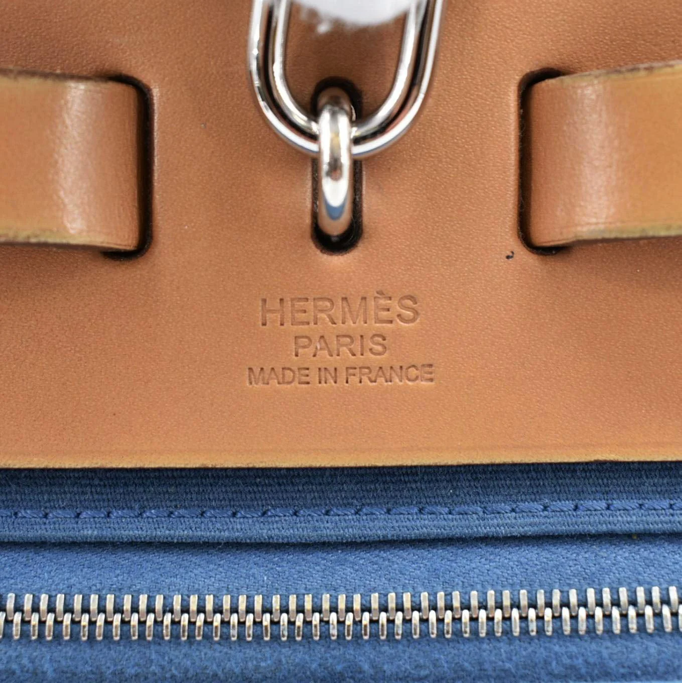 HERMES Herbag Zip Retourne 31 Canvas Tote Shoulder Bag Blue - Image 11
