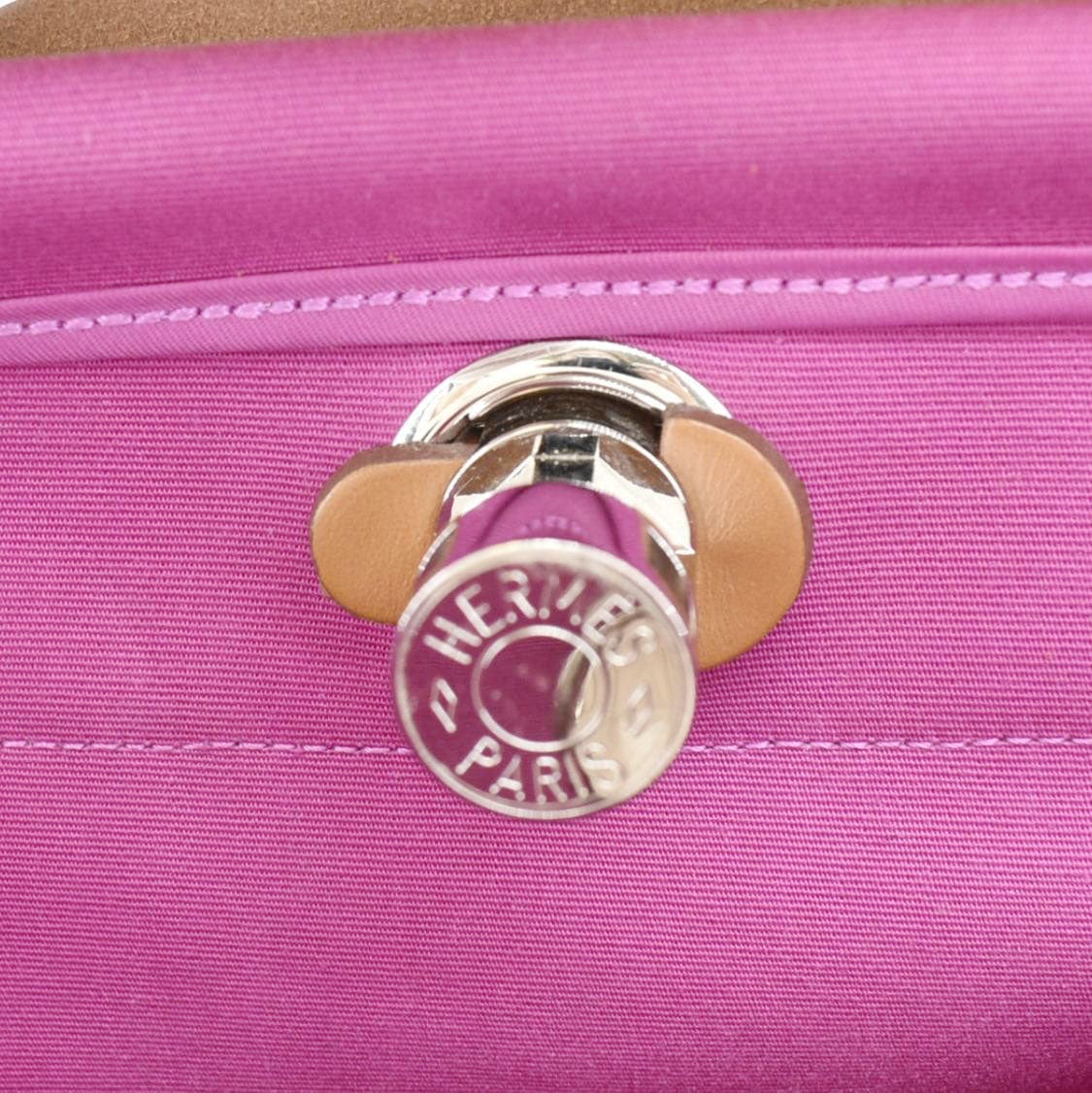HERMES Herbag Zip Retourne 31 Toile Canvas Tote Shoulder Bag Fuchsia - Image 12