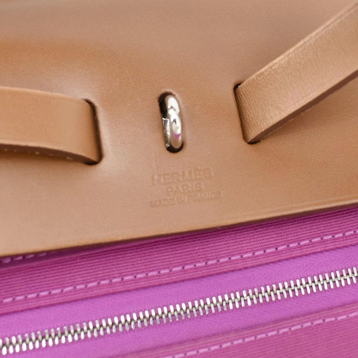 HERMES Herbag Zip Retourne 31 Toile Canvas Tote Shoulder Bag Fuchsia - Image 13