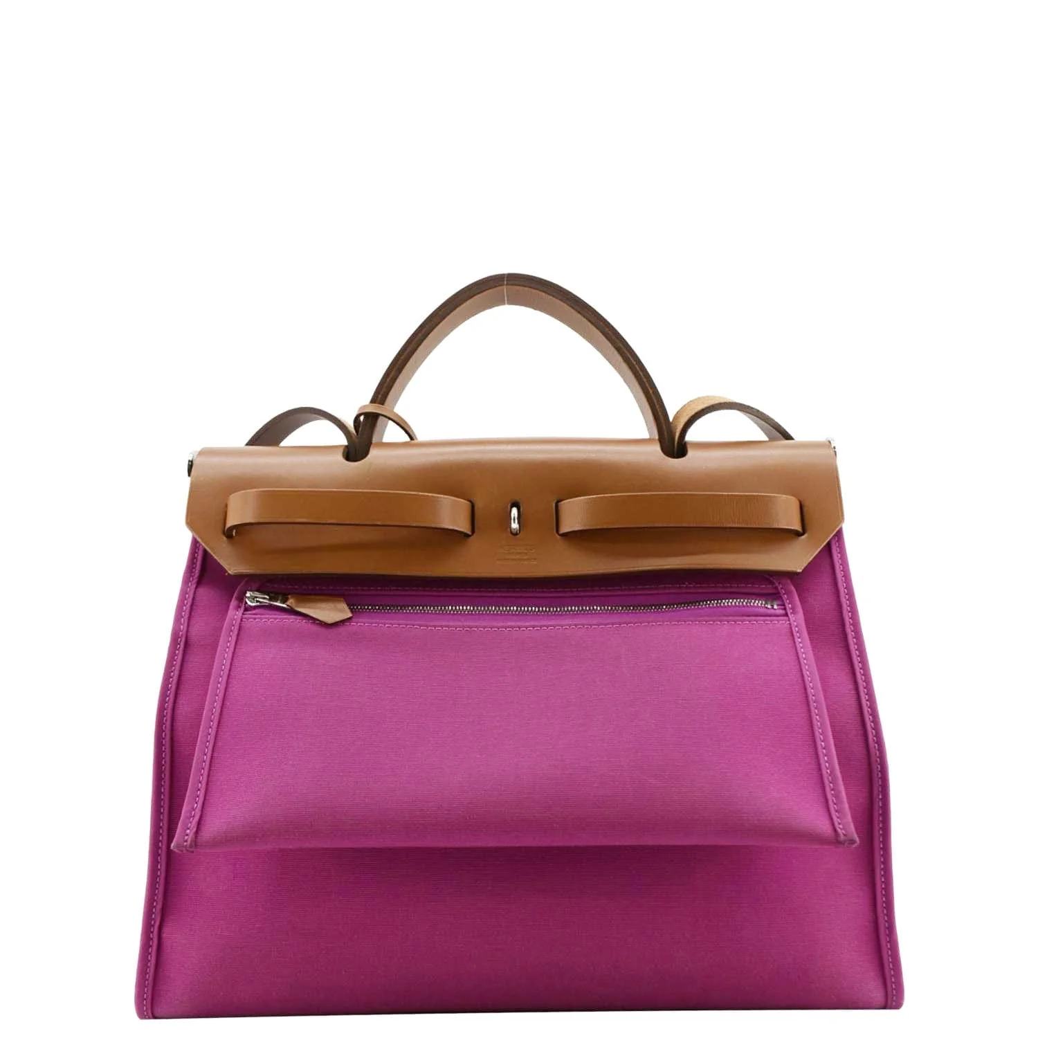 HERMES Herbag Zip Retourne 31 Toile Canvas Tote Shoulder Bag Fuchsia - Image 4
