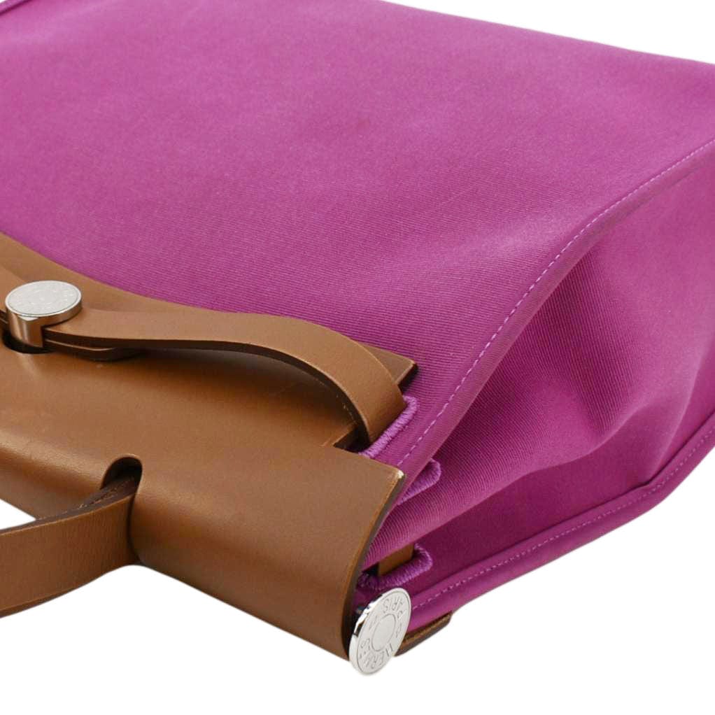 HERMES Herbag Zip Retourne 31 Toile Canvas Tote Shoulder Bag Fuchsia - Image 7
