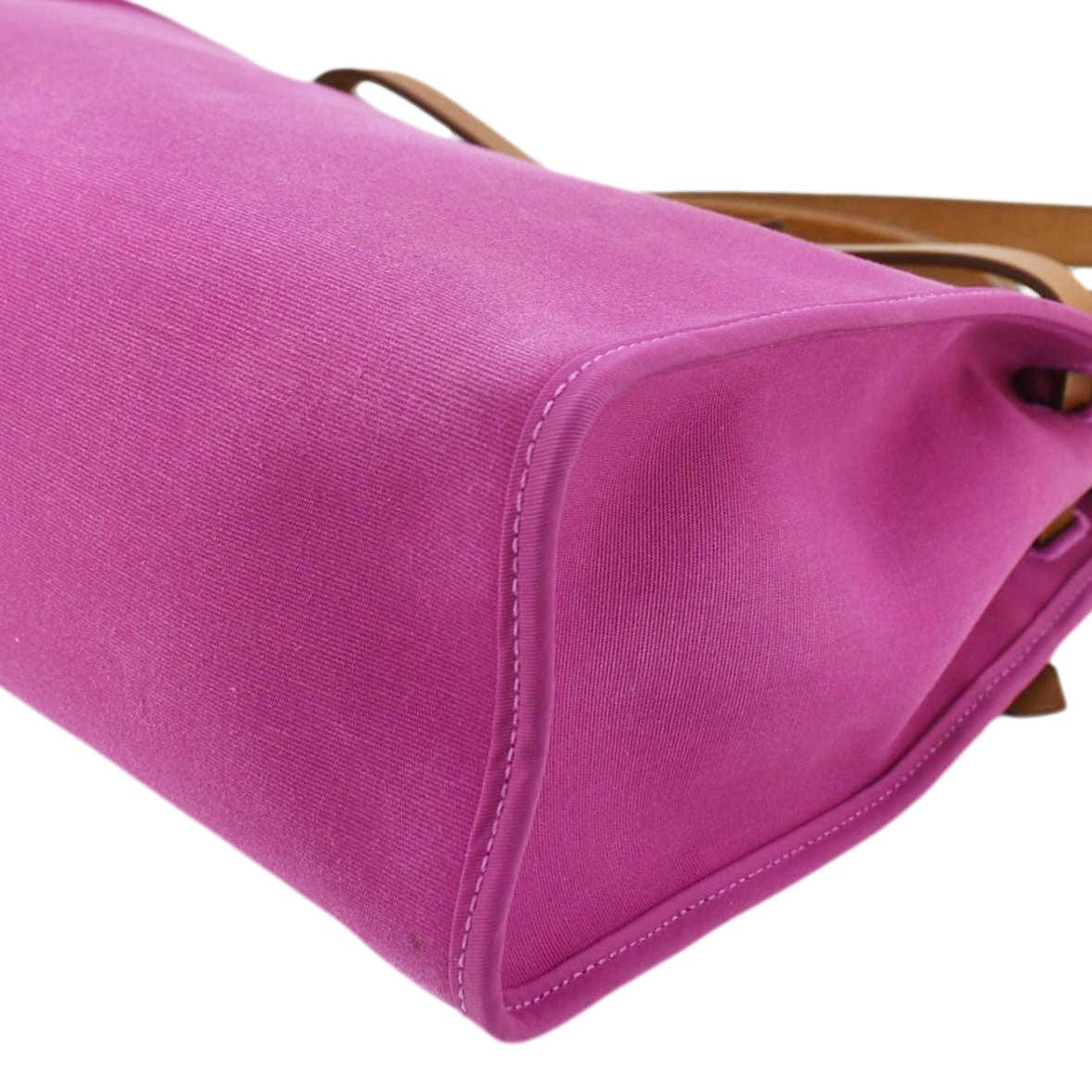 HERMES Herbag Zip Retourne 31 Toile Canvas Tote Shoulder Bag Fuchsia - Image 8