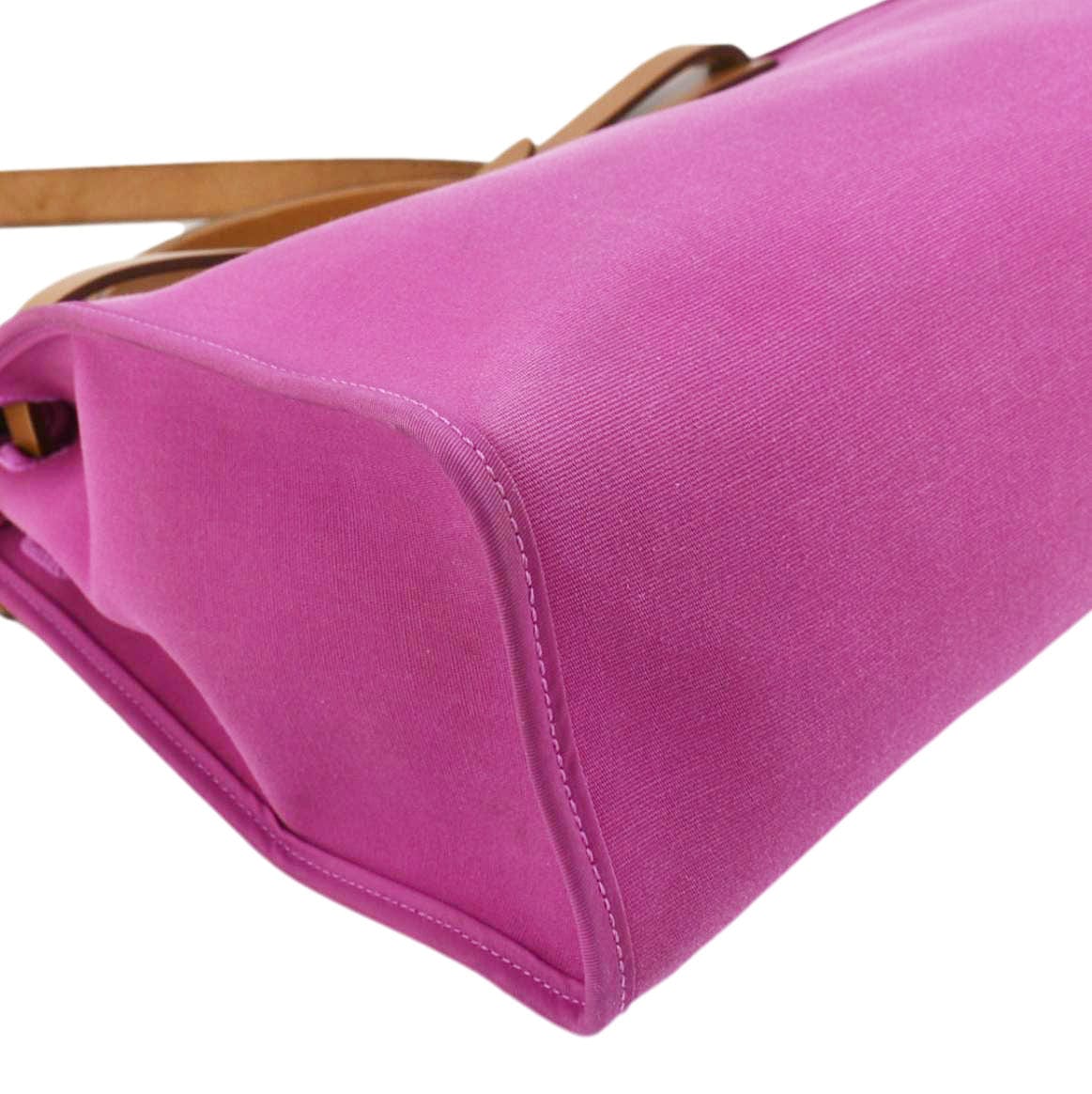 HERMES Herbag Zip Retourne 31 Toile Canvas Tote Shoulder Bag Fuchsia - Image 9