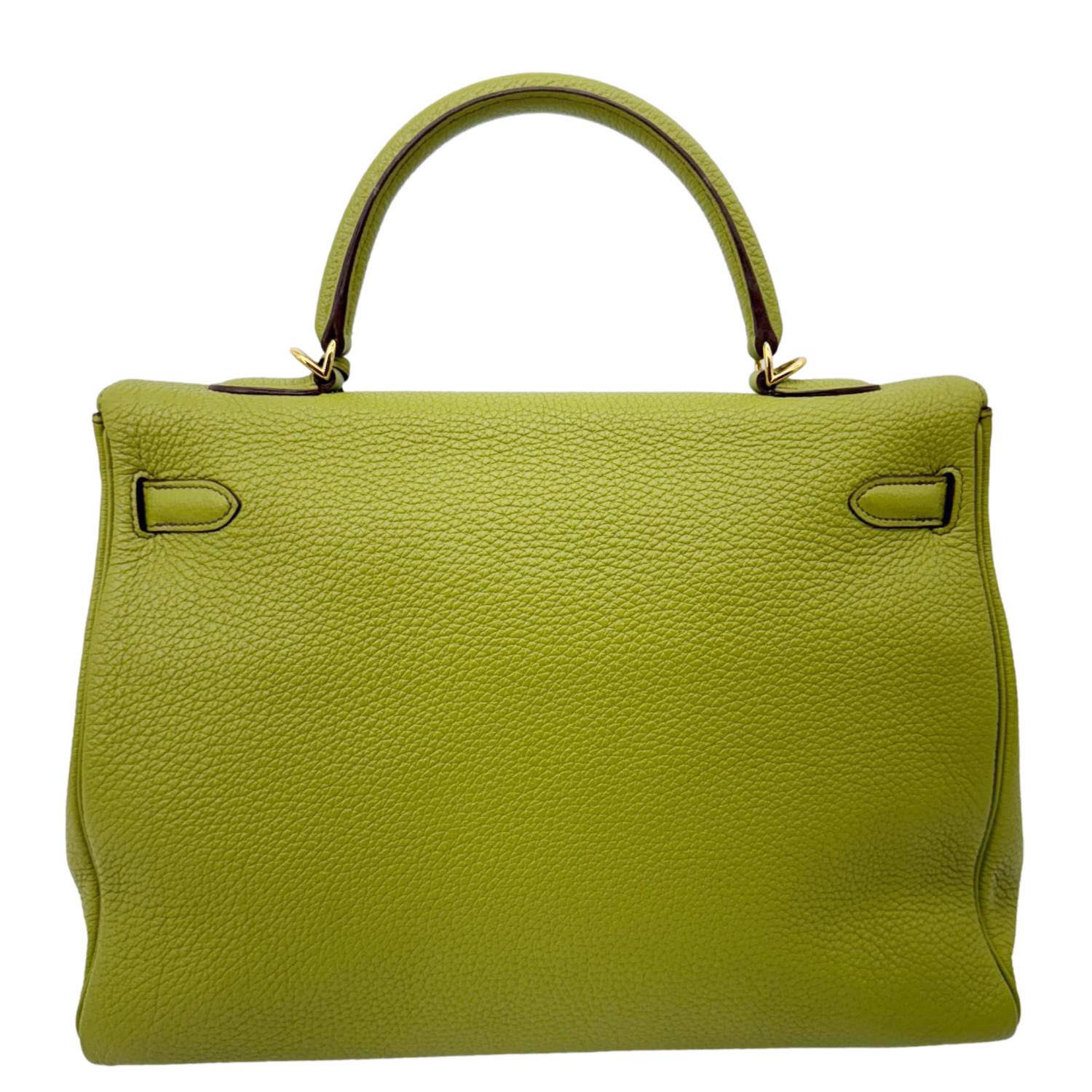 HERMES Kelly 35 Togo Leather Satchel Shoulder Bag Vert Anis - Image 4