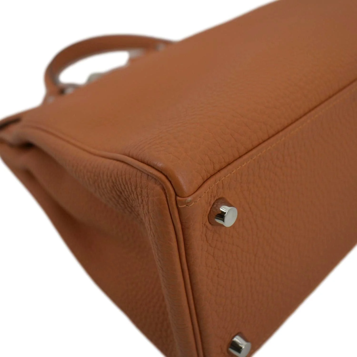 HERMES Kelly 35 Togo Leather Satchel Shoulder Bag Orange - Image 8
