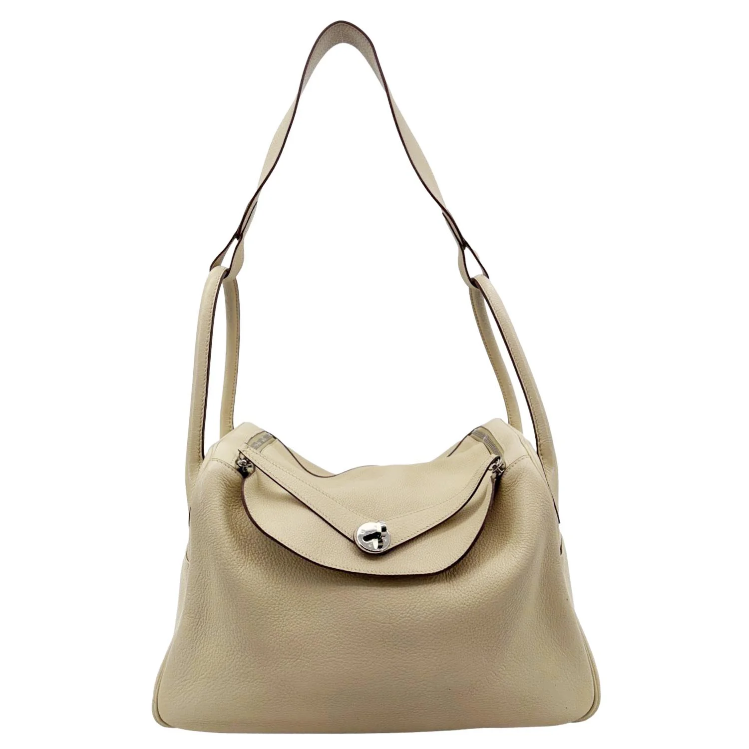 HERMES Lindy 34 Taurillon Clemence Leather Shoulder Bag Beige - Image 3