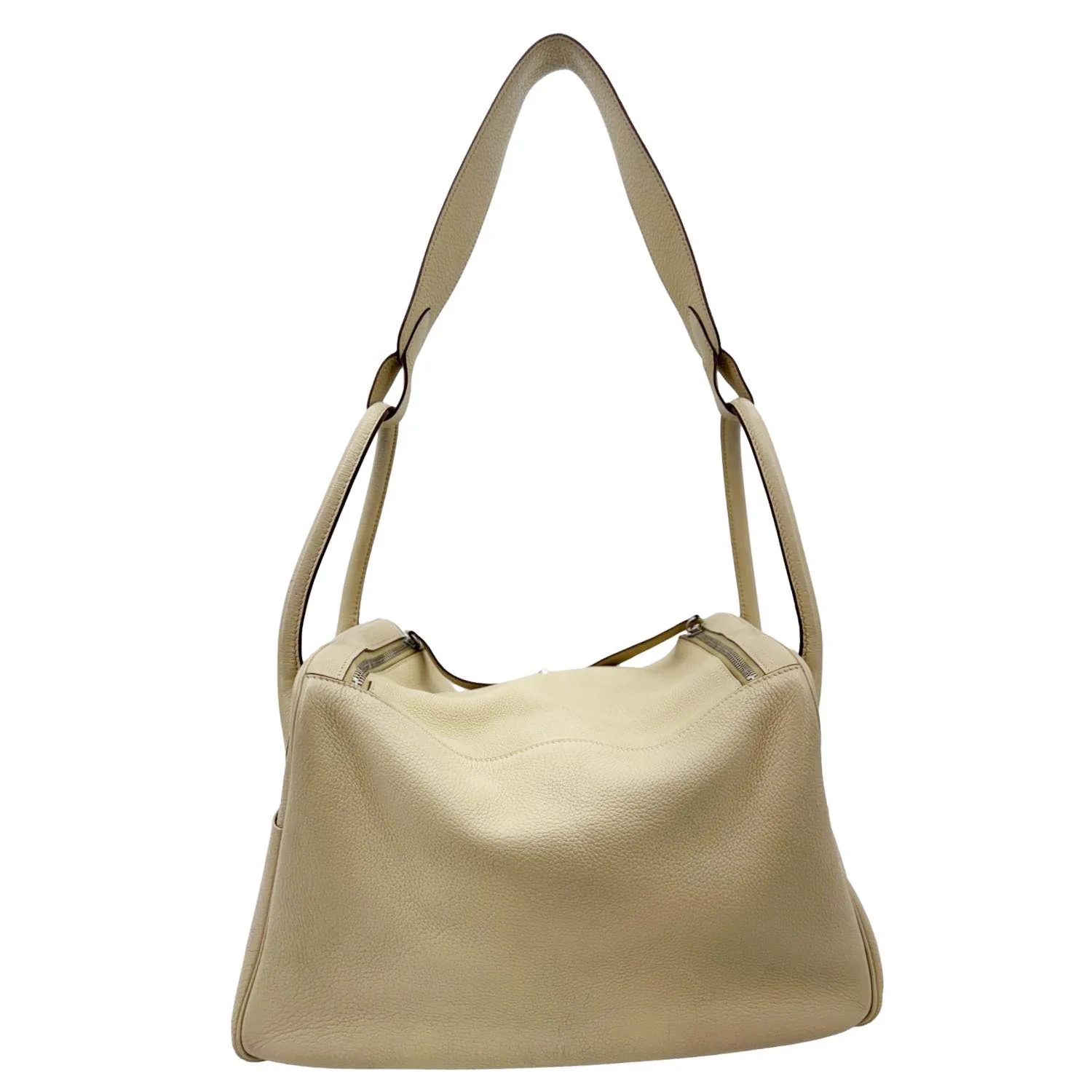 HERMES Lindy 34 Taurillon Clemence Leather Shoulder Bag Beige - Image 4