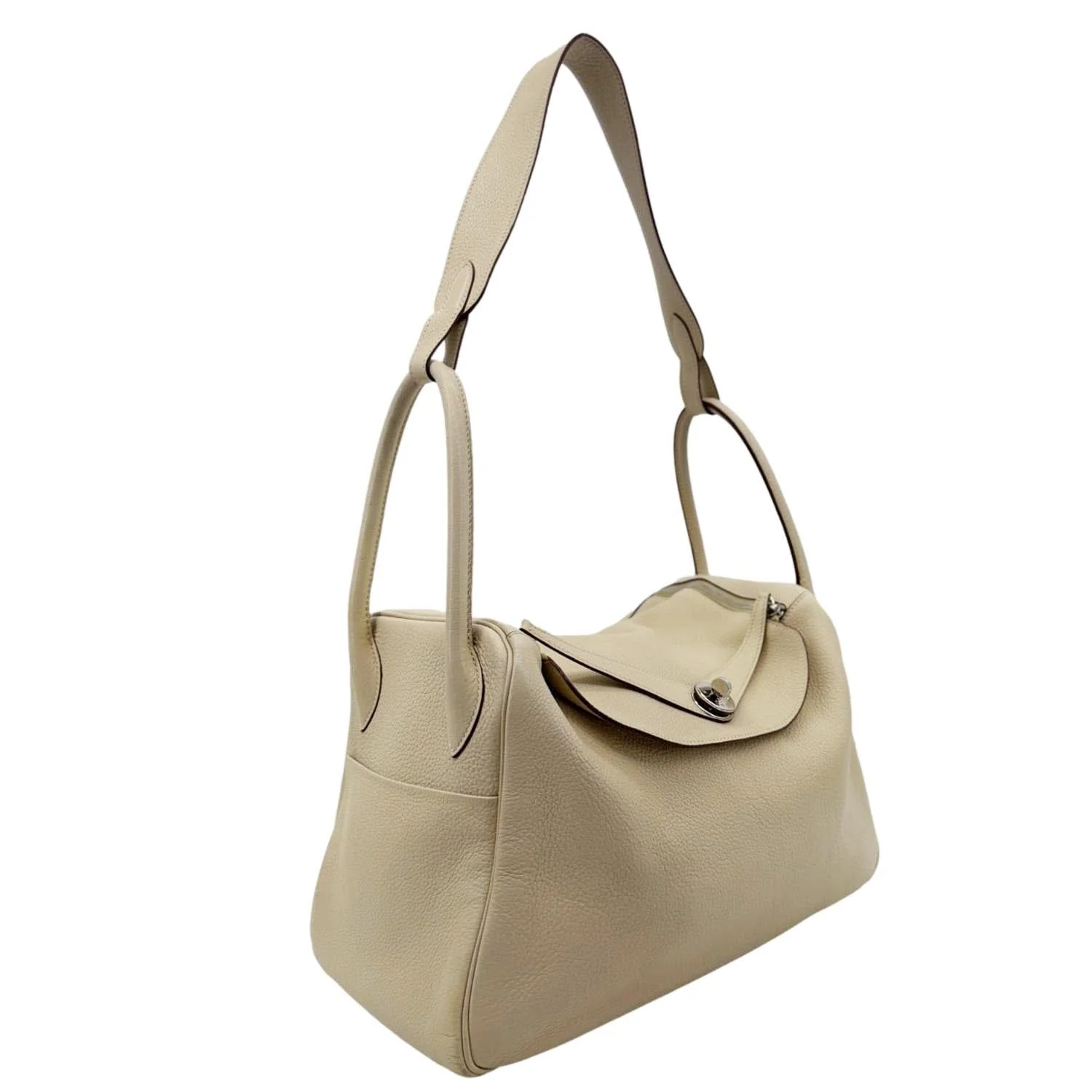 HERMES Lindy 34 Taurillon Clemence Leather Shoulder Bag Beige - Image 5