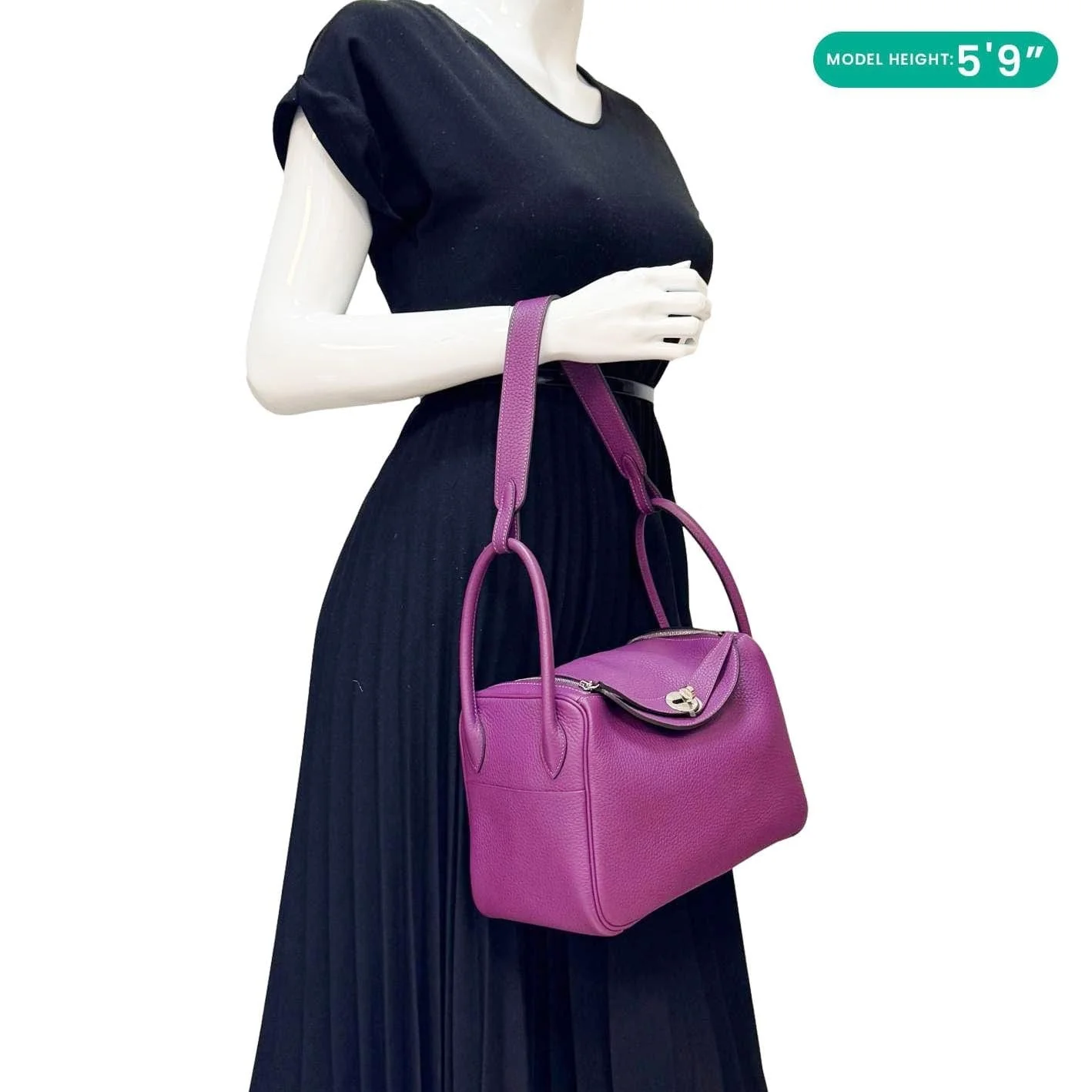 HERMES Lindy 26 Taurillon Clemence Leather Shoulder Bag Purple - Image 2