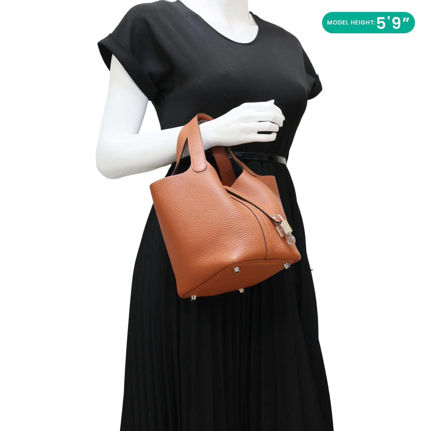 HERMES Picotin Lock 18 Taurillon Clemence Leather Hobo Bag Orange Apricot - Image 2