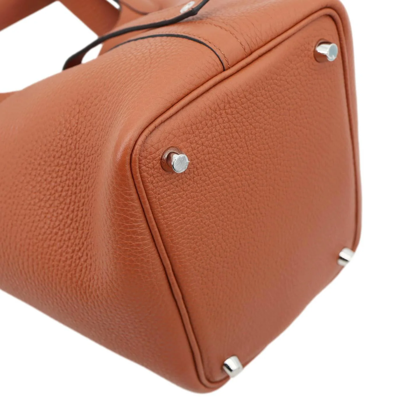 HERMES Picotin Lock 18 Taurillon Clemence Leather Hobo Bag Orange Apricot - Image 7