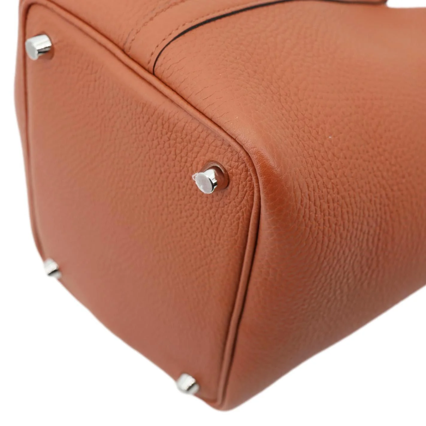 HERMES Picotin Lock 18 Taurillon Clemence Leather Hobo Bag Orange Apricot - Image 8