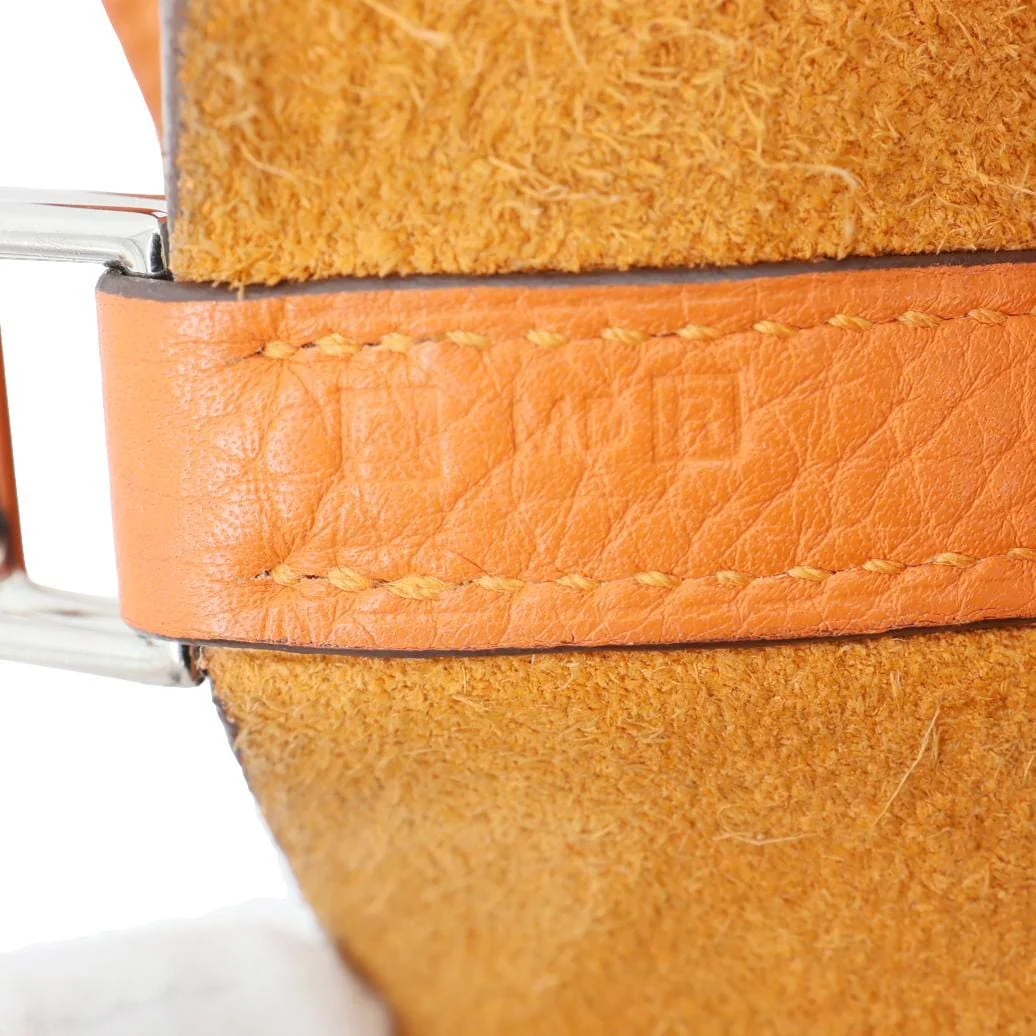 HERMES Picotin Lock 22 MM Taurillon Clemence Leather Hobo Bag Orange - Image 12