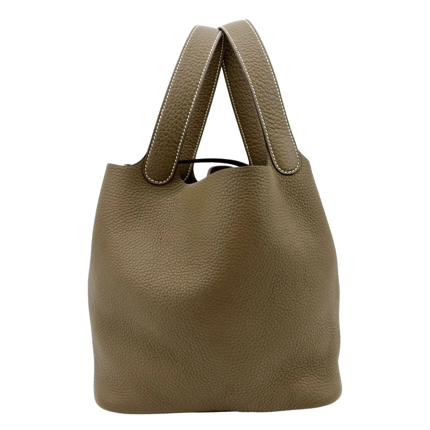 HERMES Picotin Lock 18 PM Taurillon Clemence Leather Bag Etoupe - Image 4