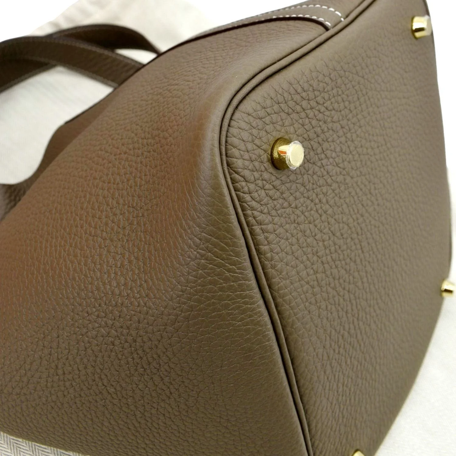 HERMES Picotin Lock 18 PM Taurillon Clemence Leather Bag Etoupe - Image 9