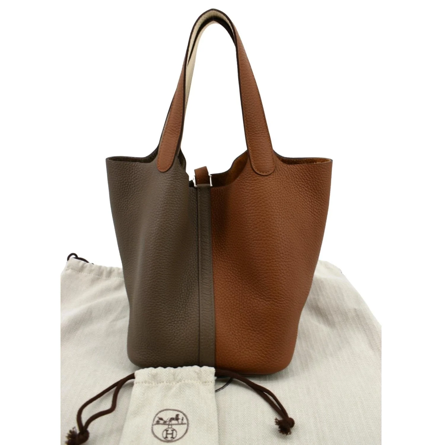 HERMES Picotin Lock 22 Taurillon Clemence Leather Satchel Bag Bicolor - Image 3