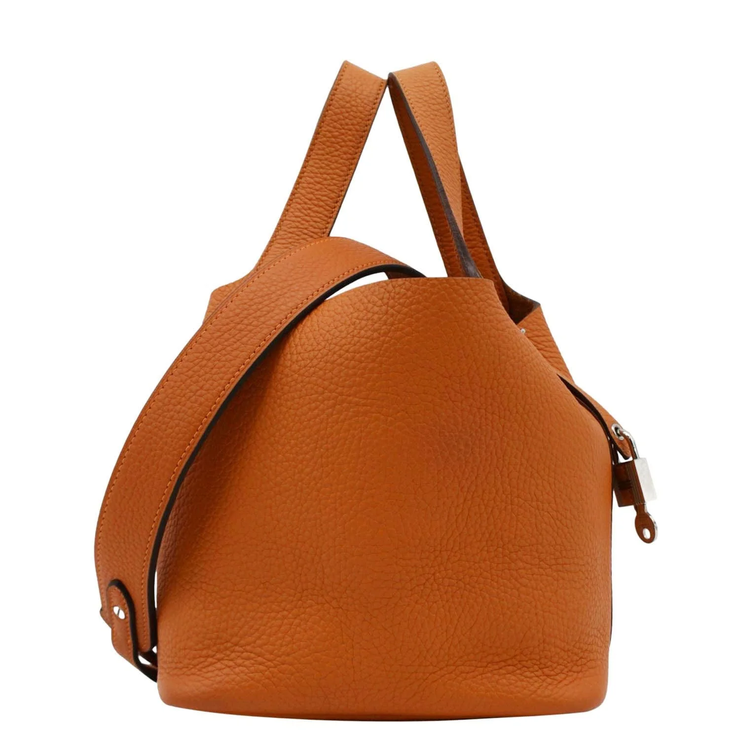 HERMES Picotin Lock 18 Taurillon Clemence Leather Hobo Bag Orange - Image 4
