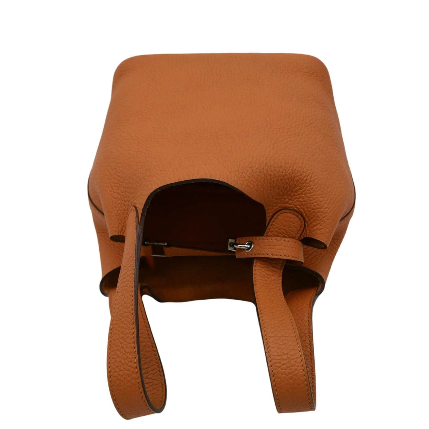 HERMES Picotin Lock 18 Taurillon Clemence Leather Hobo Bag Orange - Image 6