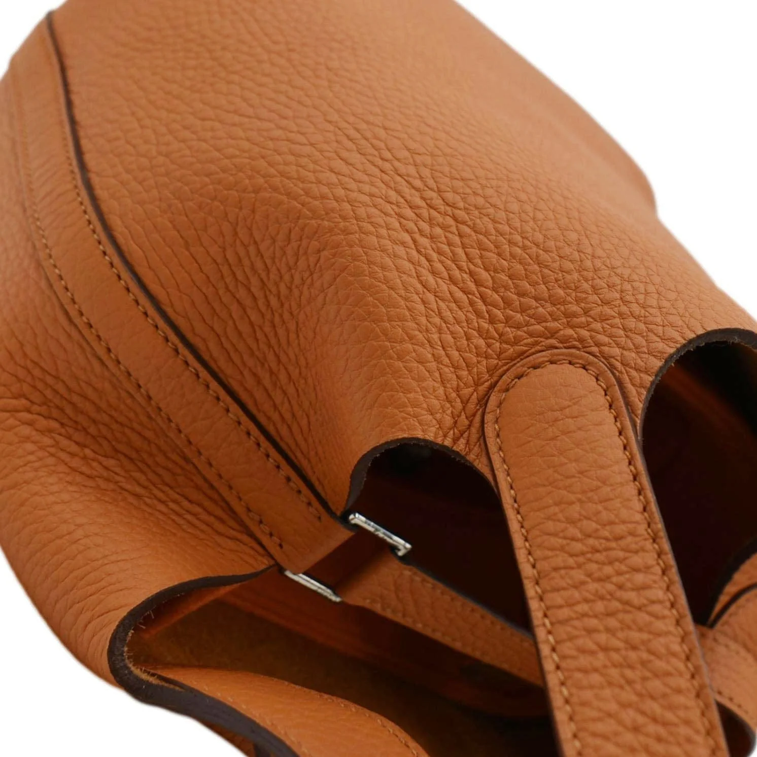 HERMES Picotin Lock 18 Taurillon Clemence Leather Hobo Bag Orange - Image 7