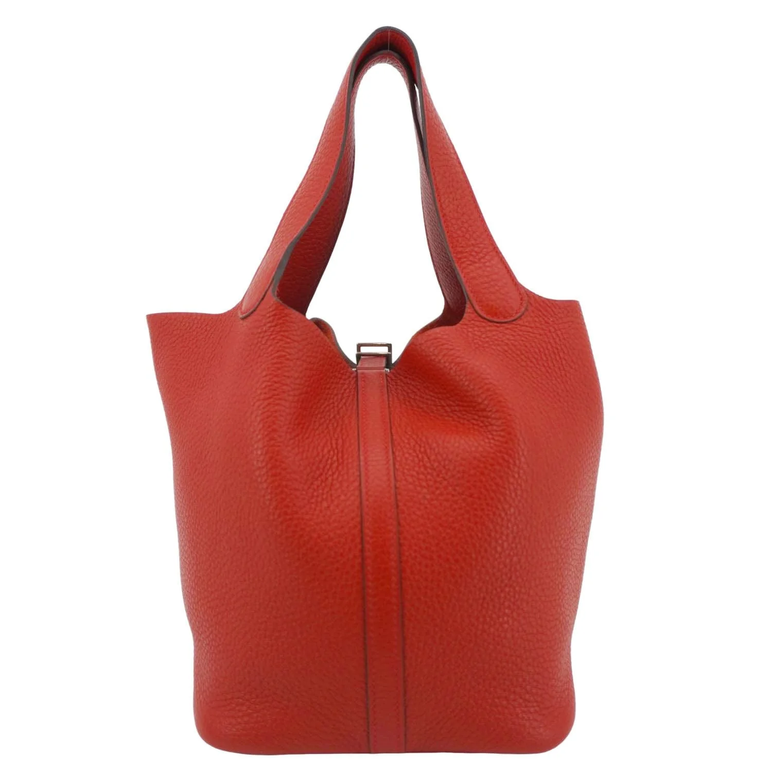 HERMES Picotin Lock 22 MM Taurillon Clemence Leather Hobo Bag Red - Image 4